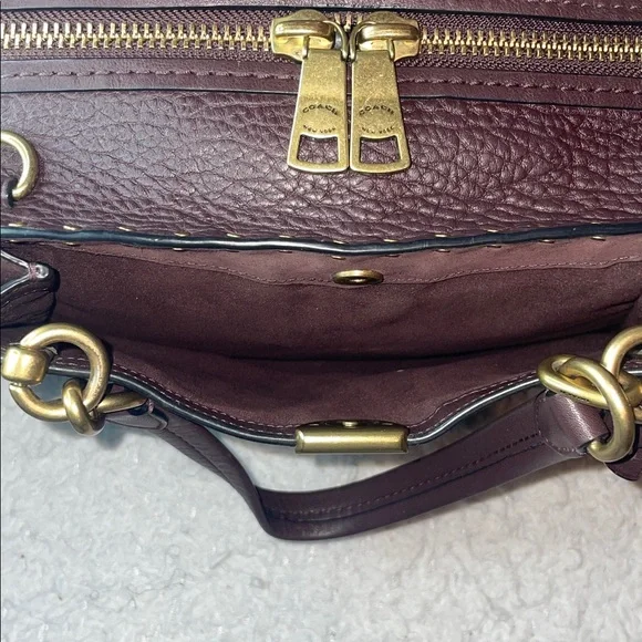 Coach Dreamer 36 Border Rivets Large Mixed Leather Suede Shoulder Bag in Brown - Picture 9 of 16